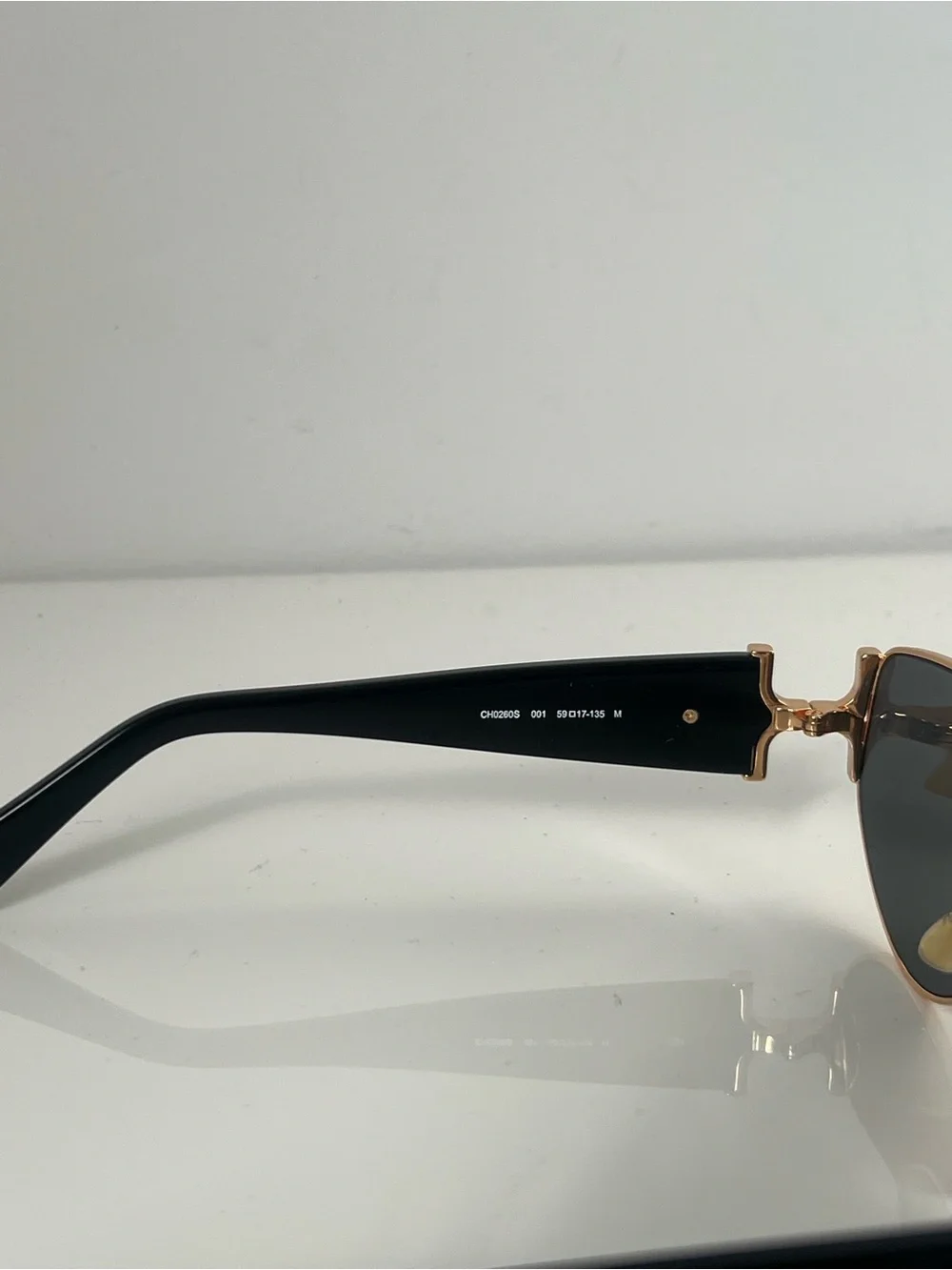 Chloe Gold Frame Black Oval Round Lens Women's Sunglasses